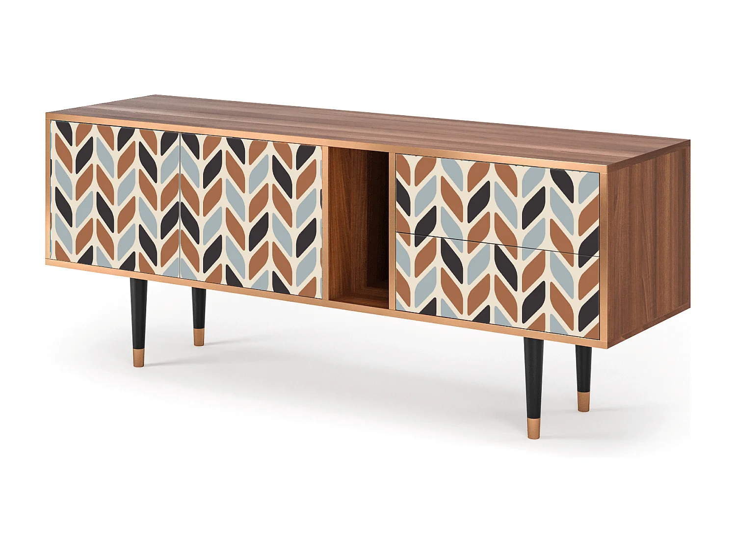 Meuble TV - 170х69х48 cm - T1 - Beige Laure, Noyer