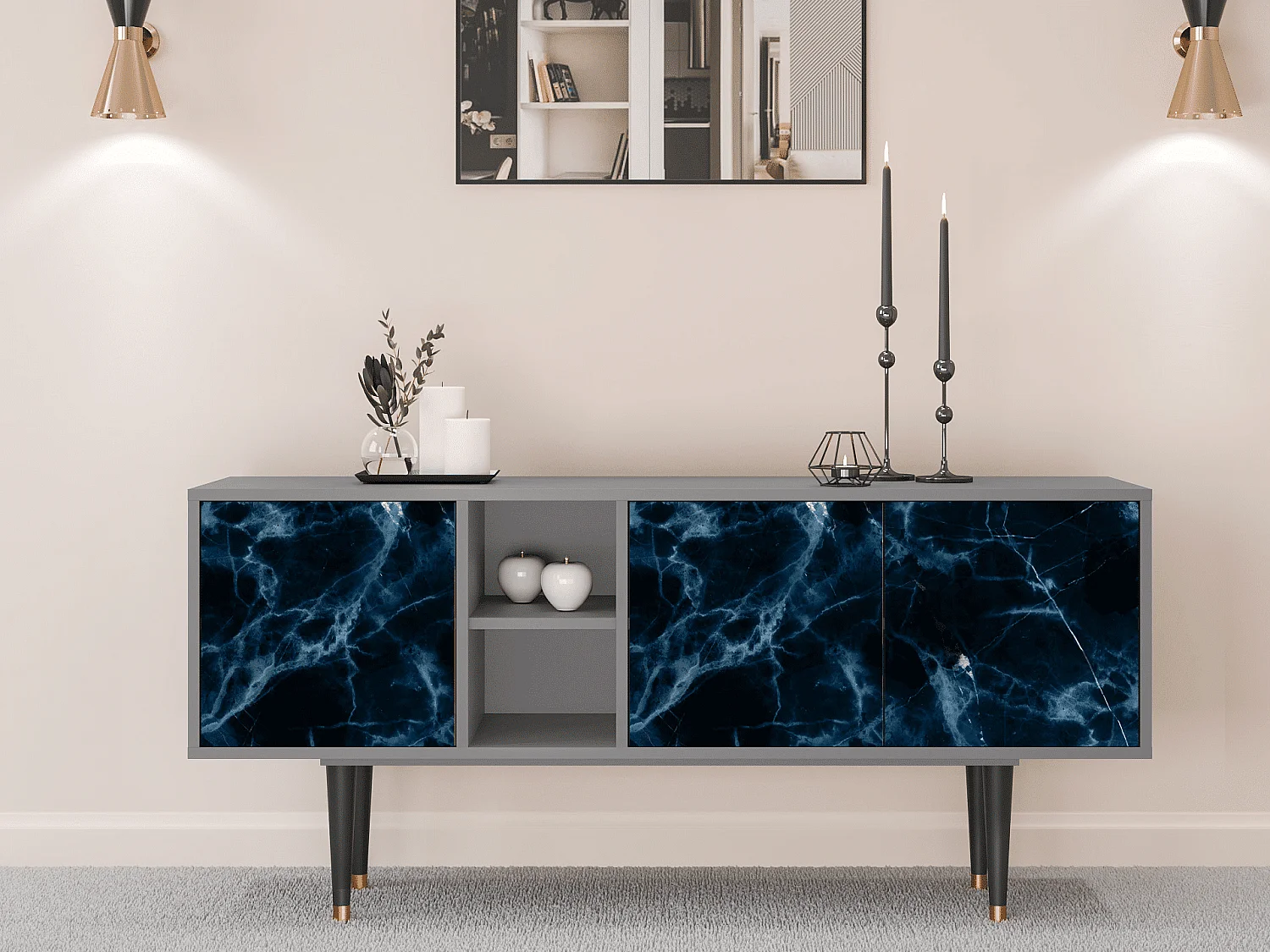 Meuble TV - 150х69х41 cm - T5 - Deep Ocean, Gris