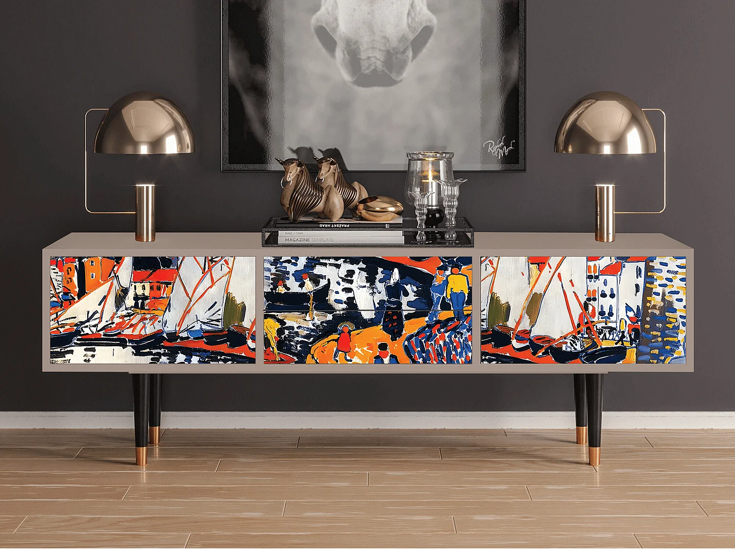 TV-Möbel - 170х59х48 cm - T4 - Le Séchage des voiles , Latte