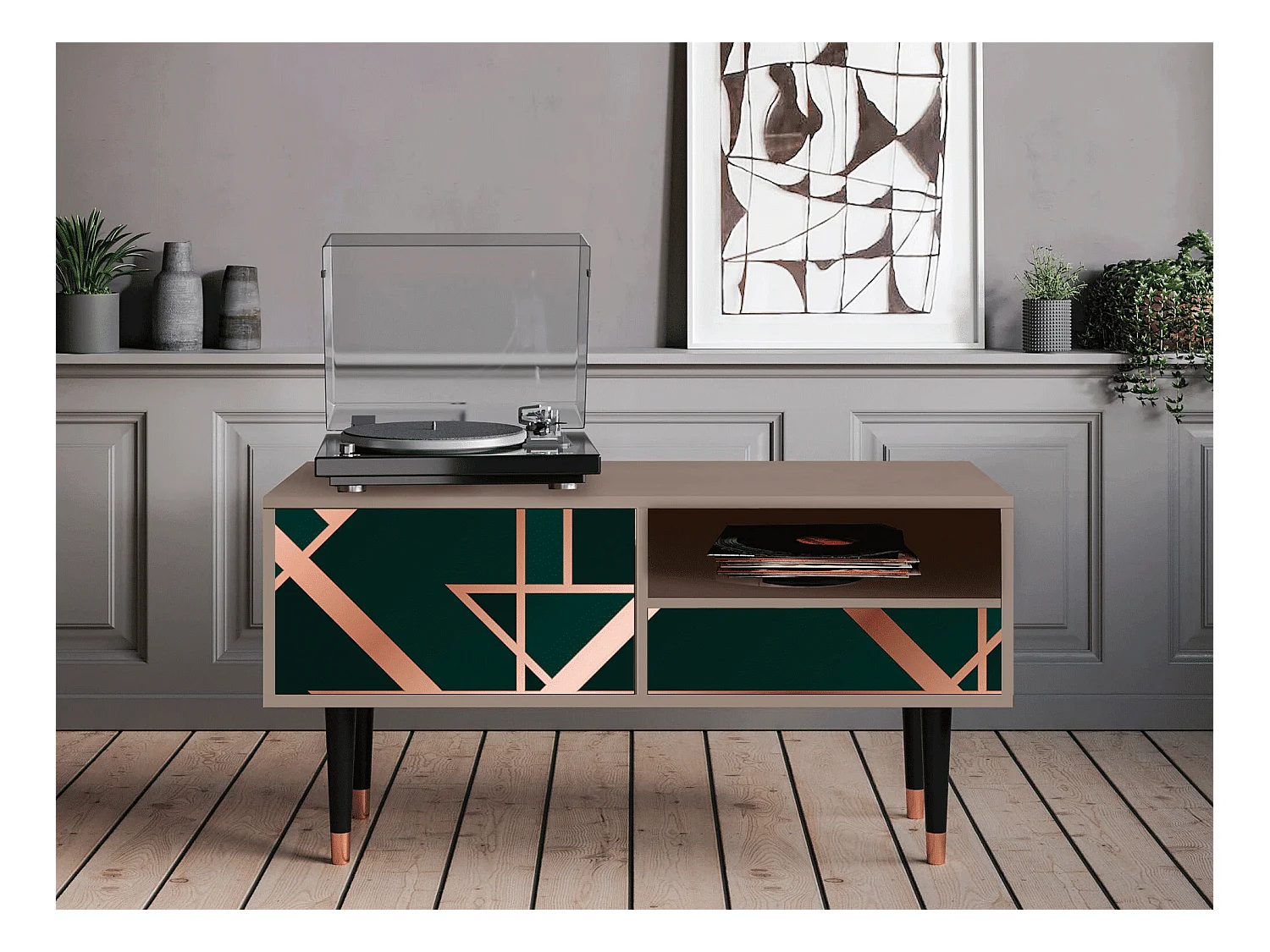 Mobile TV - 115х59х48 cm - T3 - Emerald Gatsby, Latte
