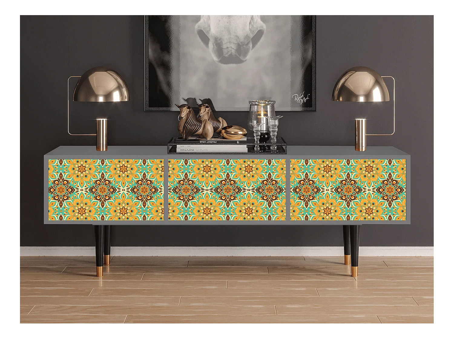Meuble TV - 170х59х48 cm - T4 - Indian Spices, Gris