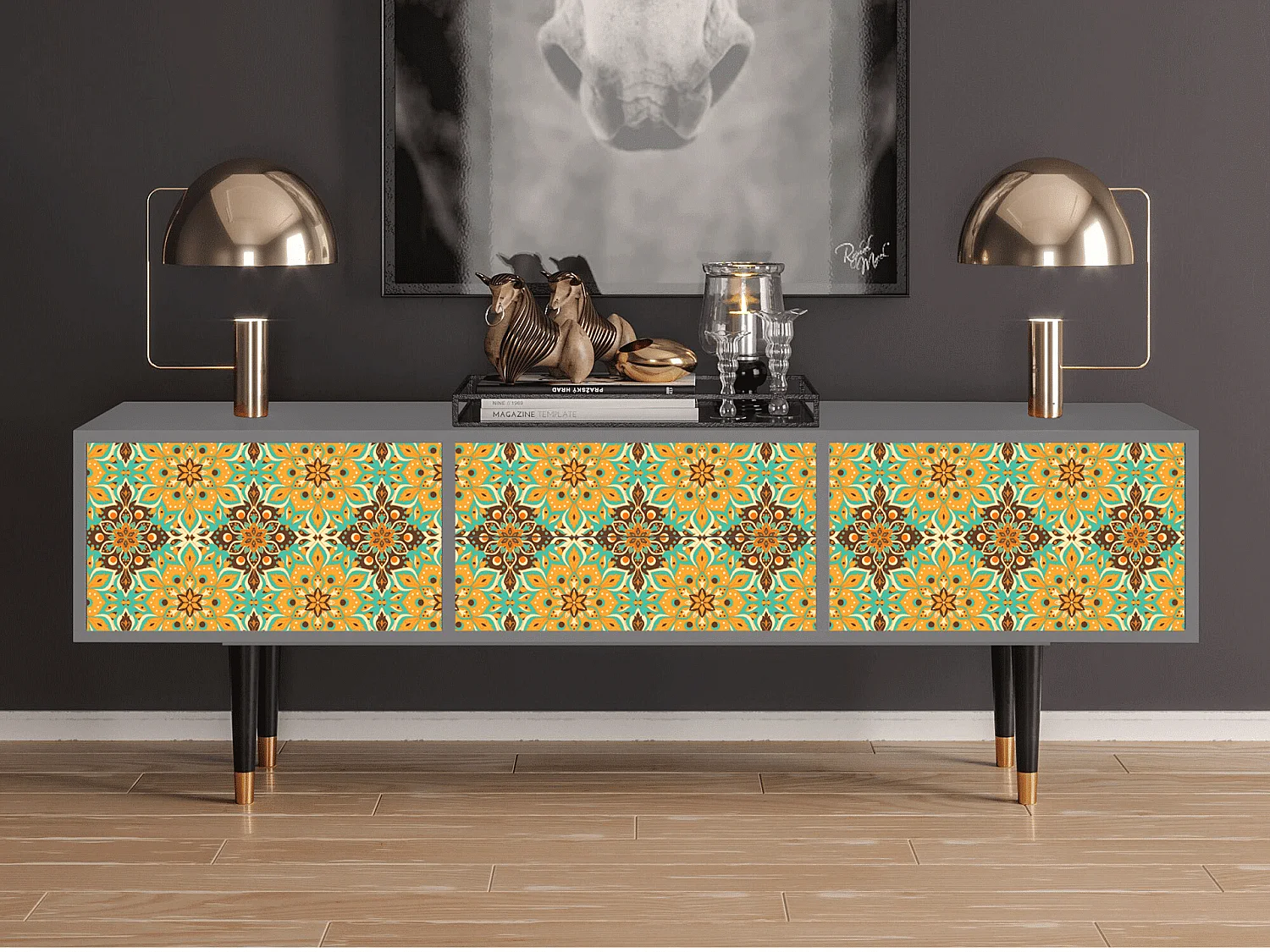 Meuble TV - 170х59х48 cm - T4 - Indian Spices, Gris