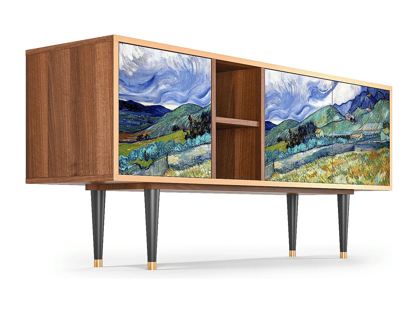 Meuble TV - 150х69х41 cm - T5 - Landscape, Noyer