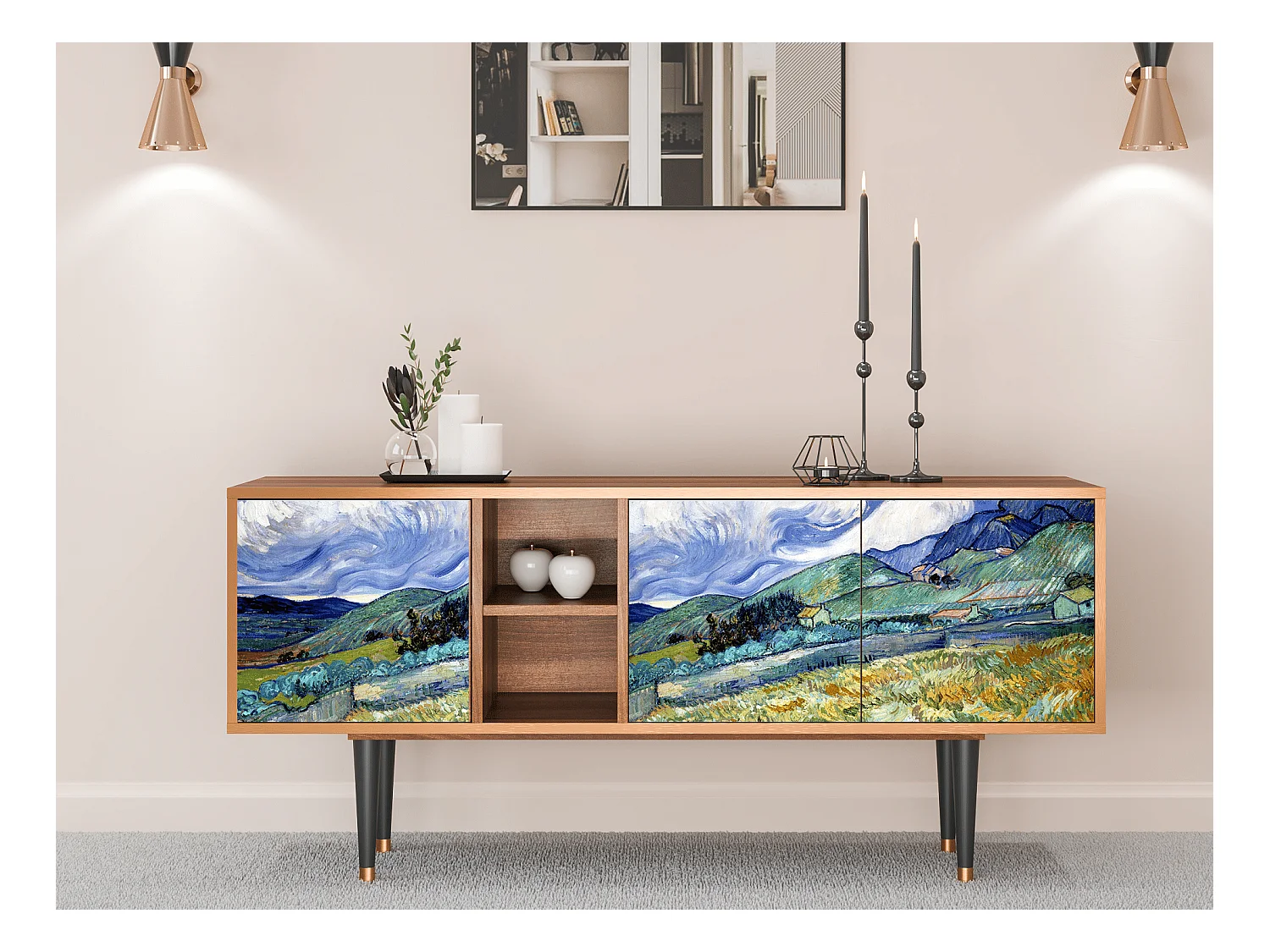 Meuble TV - 150х69х41 cm - T5 - Landscape, Noyer