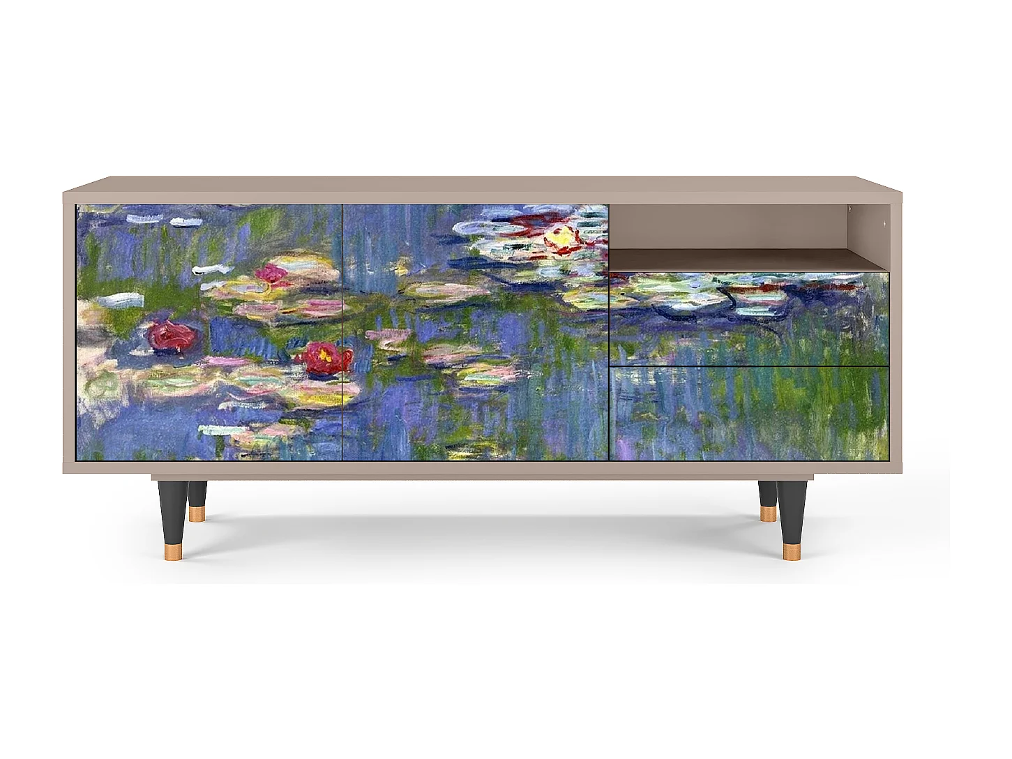 Szafka RTV - 125х56х41 cm - T7 - The water lily pond  , Latte