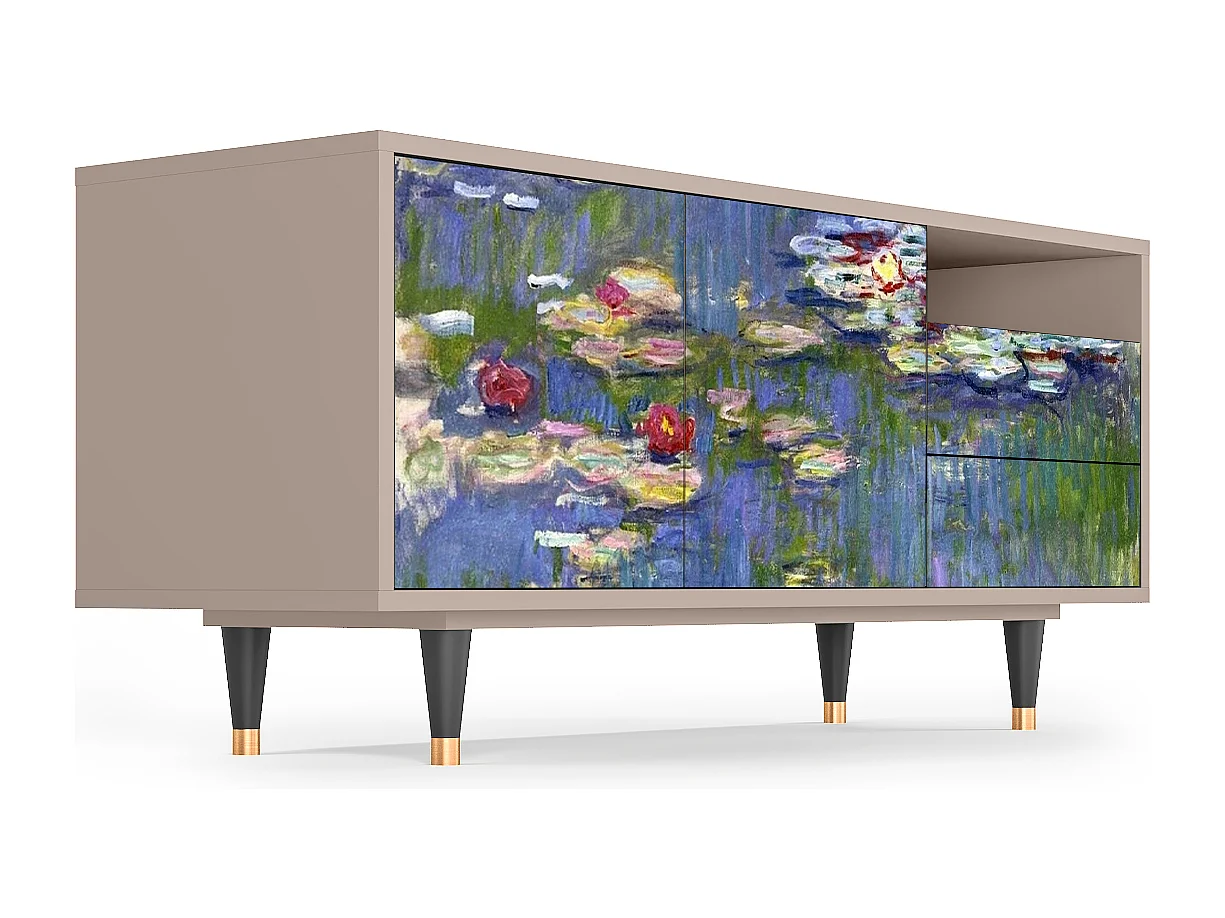 Szafka RTV - 125х56х41 cm - T7 - The water lily pond  , Latte