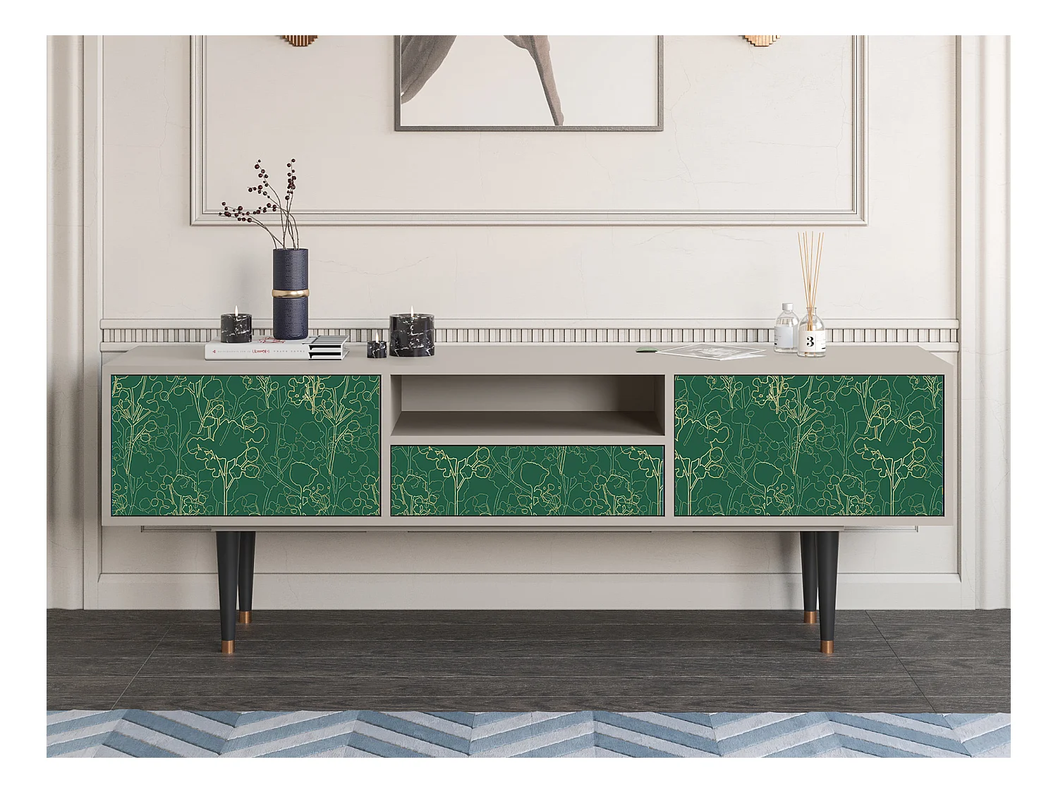 Meuble TV - 170х59х41 cm - T6 - Emerald Forest, Sable