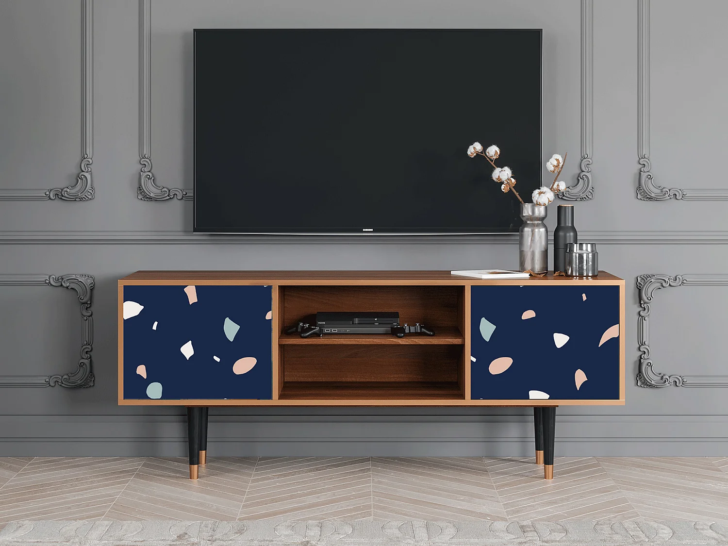 Meuble TV - 170х69х48 cm - T2 - Space Satellites, Noyer