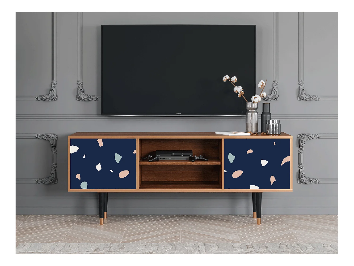 Mueble de TV - 170х69х48 cm - T2 - Space Satellites, Nogal