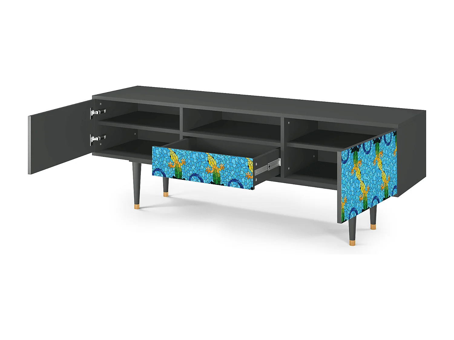 Meuble TV - 170х59х41 cm - T6 - Gaudi's Lizard, Anthracite