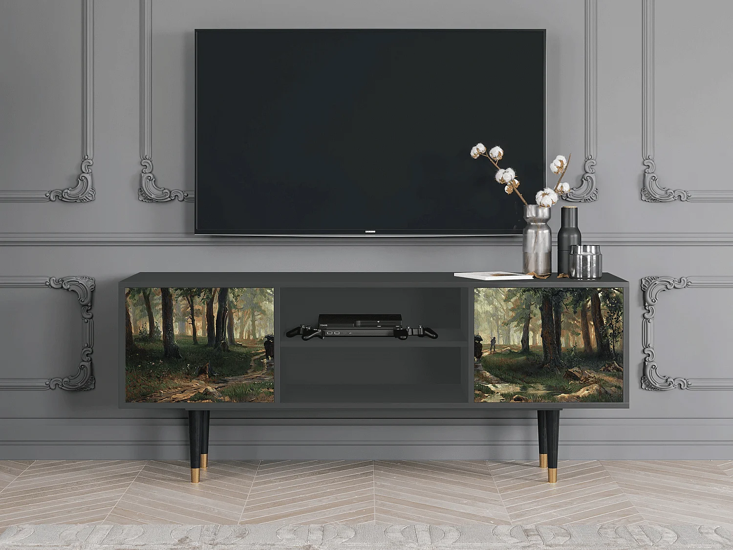 TV-Möbel - 170х69х48 cm - T2 -  Rain in the Oak Forest, Anthrazit