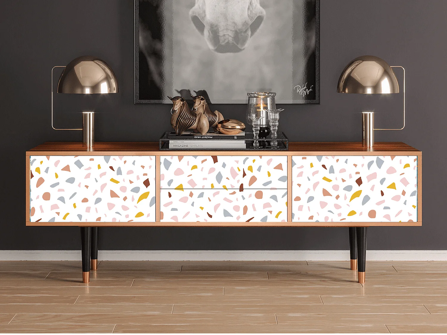 TV-meubel - 170х59х48 cm - T4 - Marmelade Cheese, Walnoot