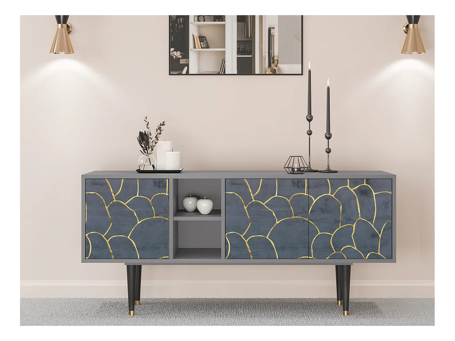 Meuble TV - 150х69х41 cm - T5 - Blue Lagoon, Gris