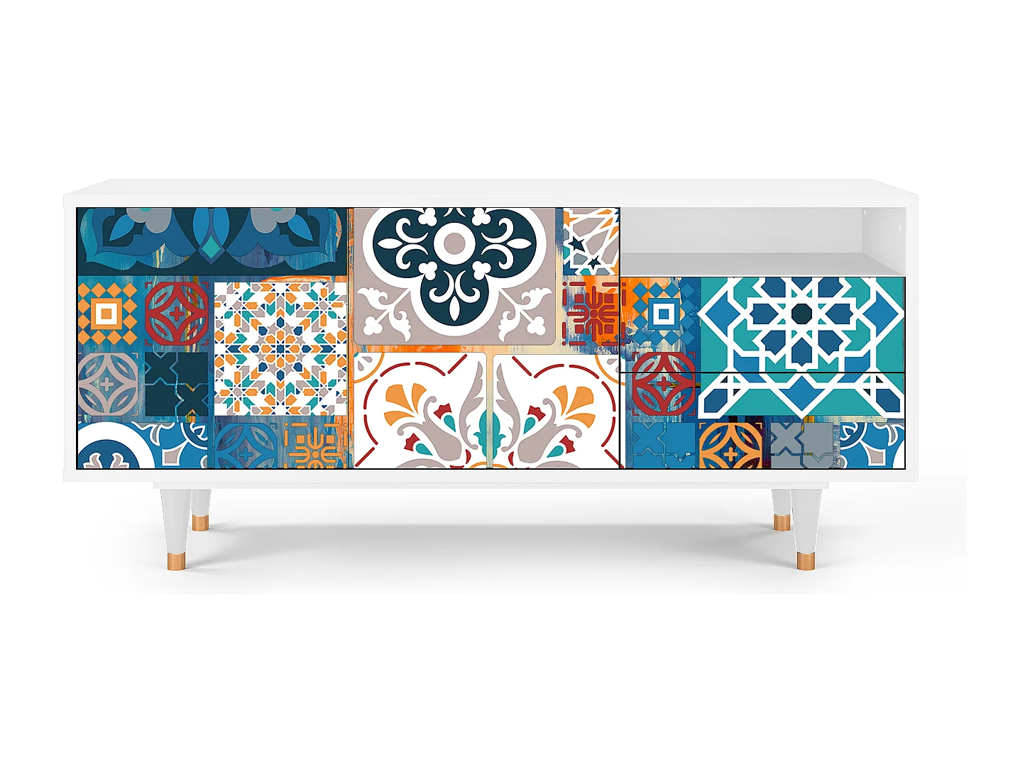 Mobile TV - 125х56х41 cm - T7 - Moroccan Market, Bianco