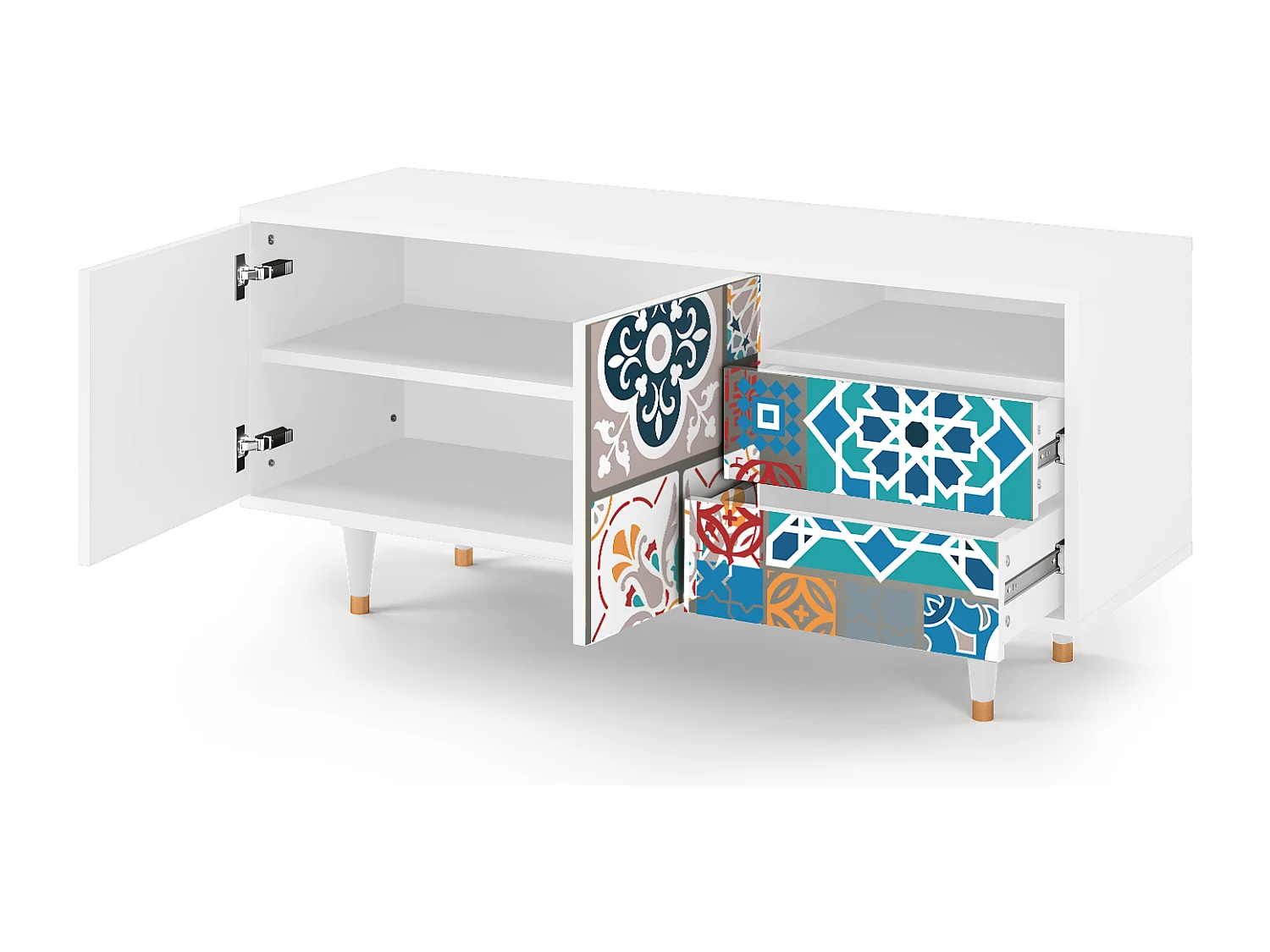 Meuble TV - 125х56х41 cm - T7 - Moroccan Market, Blanc