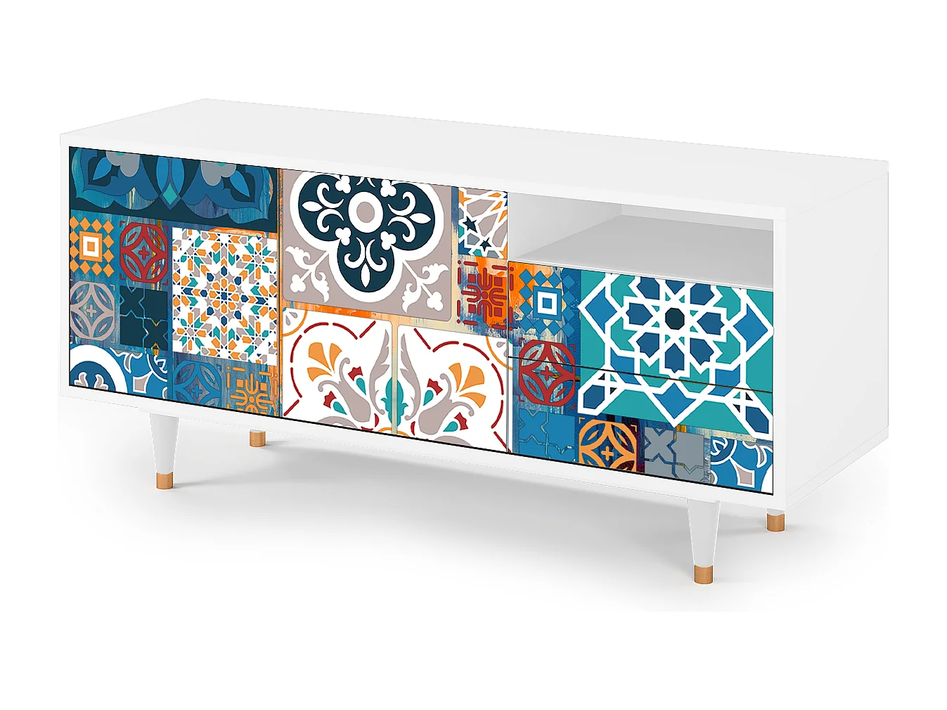 Mueble de TV - 125х56х41 cm - T7 - Moroccan Market, Branco