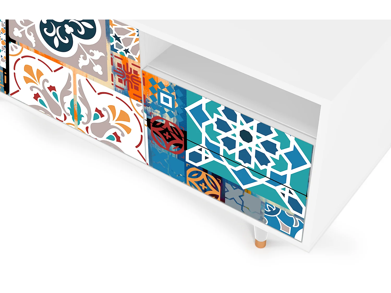 Mueble de TV - 125х56х41 cm - T7 - Moroccan Market, Branco