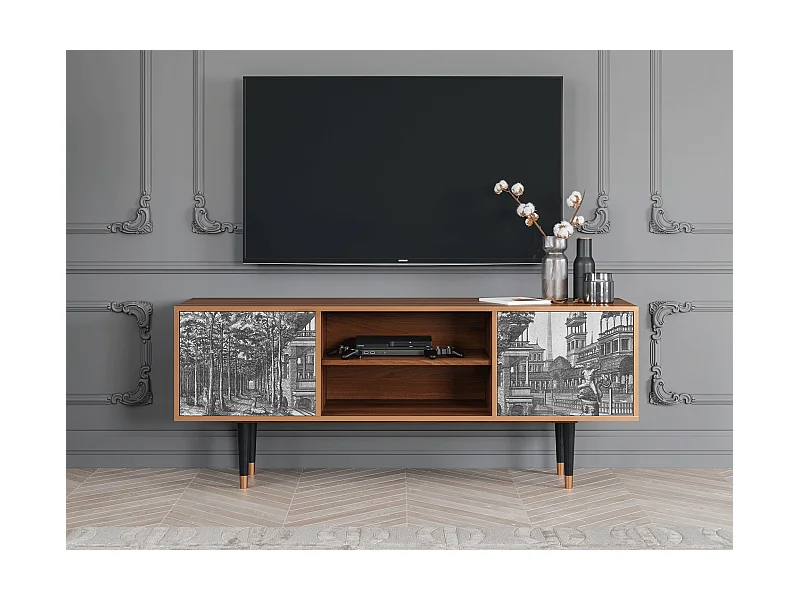 Meuble TV - 170х69х48 cm - T2 - View of the Piazza, Noyer