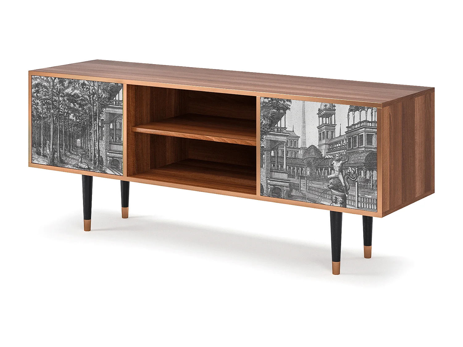 Meuble TV - 170х69х48 cm - T2 - View of the Piazza, Noyer