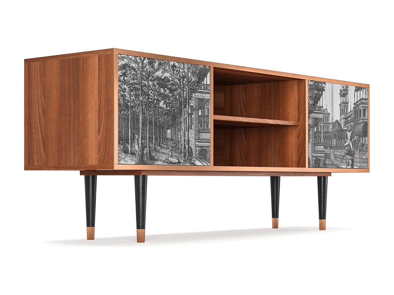 TV-Möbel - 170х69х48 cm - T2 - View of the Piazza, Walnuss