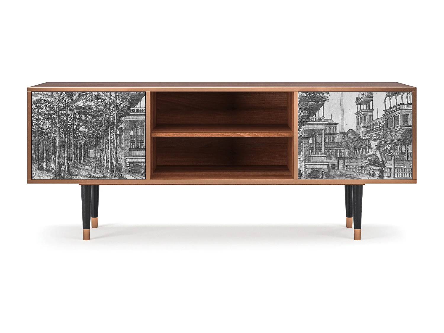 Meuble TV - 170х69х48 cm - T2 - View of the Piazza, Noyer