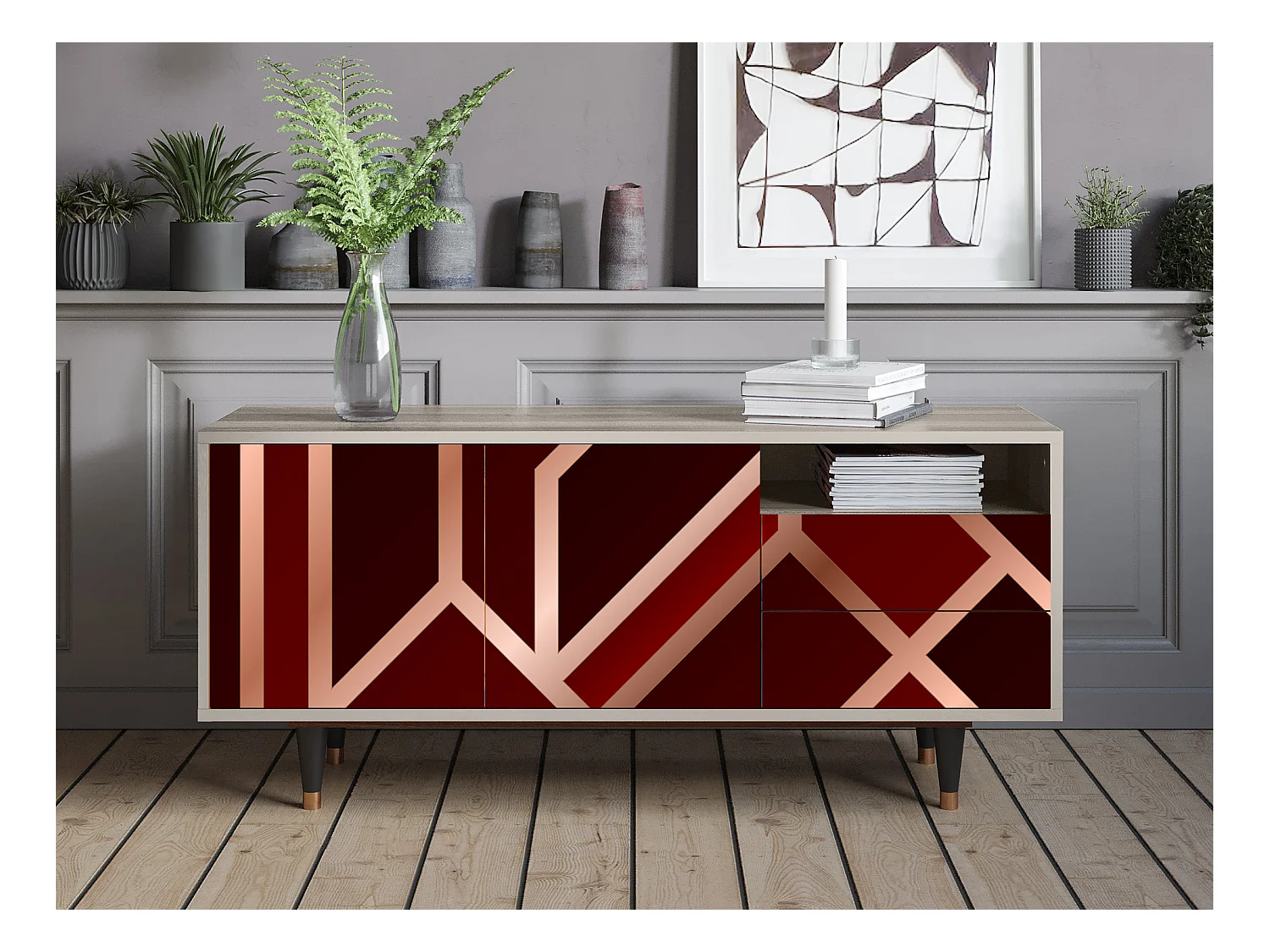 Mobile TV - 125х56х41 cm - T7 - Velvet 1920's, Sabbia