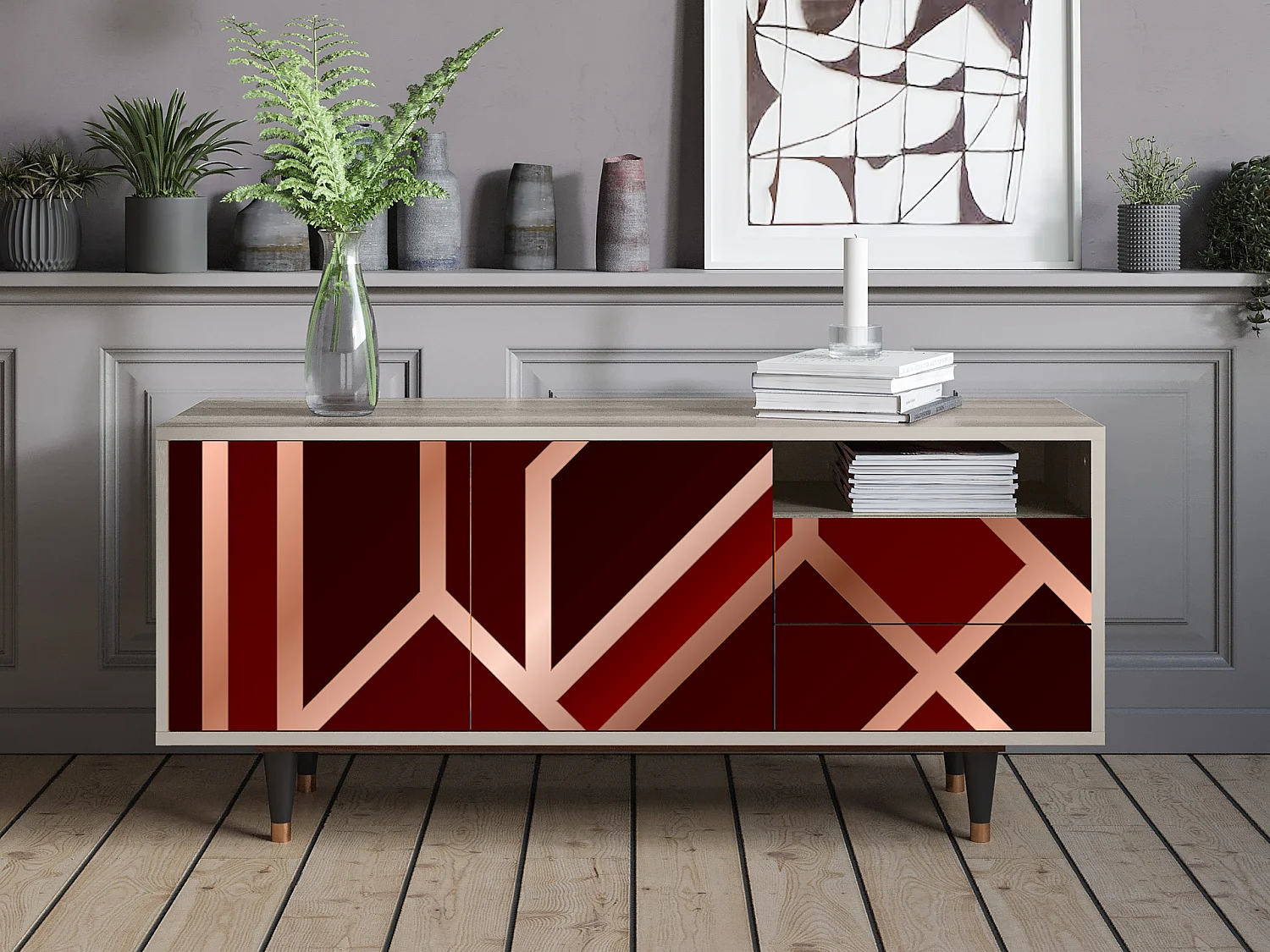 Mueble de TV - 125х56х41 cm - T7 - Velvet 1920's, Arena