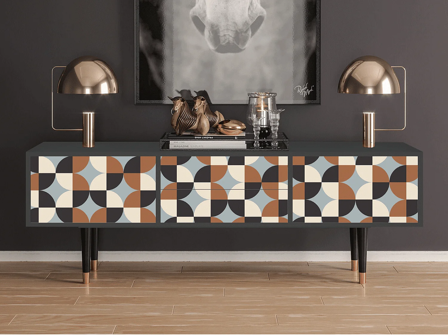 Szafka RTV - 170х59х48 cm - T4 - Brown Sensation, Antracyt