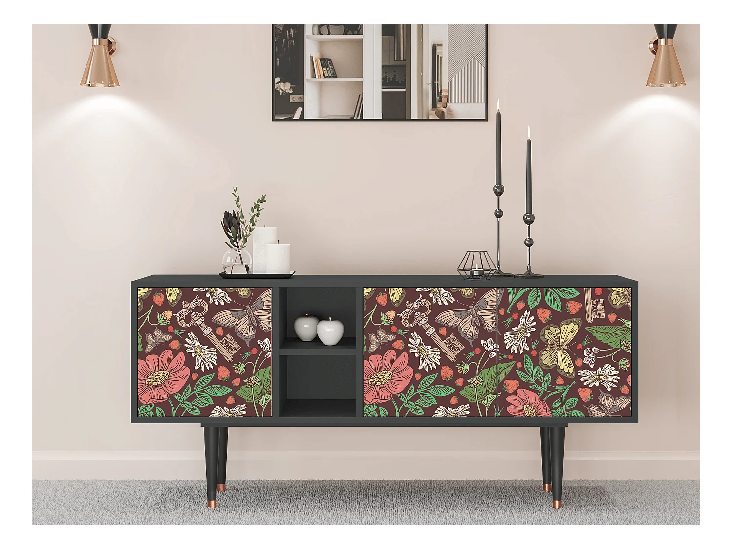 Meuble TV - 150х69х41 cm - T5 - Alice in Wonderland, Anthracite