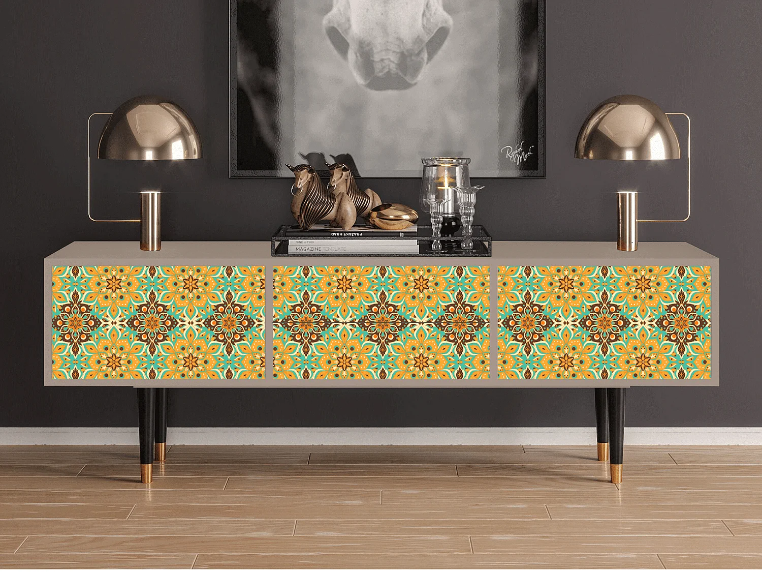 Mobile TV - 170х59х48 cm - T4 - Indian Spices, Latte