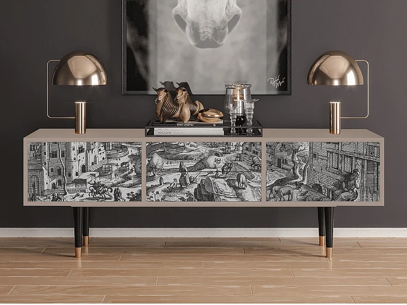 Meuble TV - 170х59х48 cm - T4 - Bird Dropping, Latte