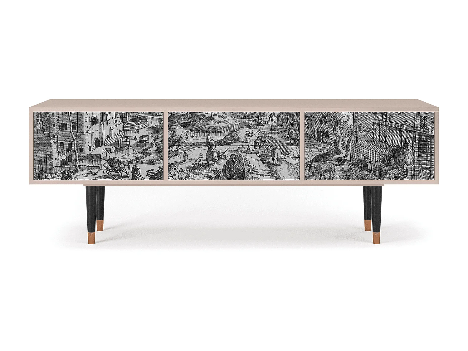 Mueble de TV - 170х59х48 cm - T4 - Bird Dropping, Latte