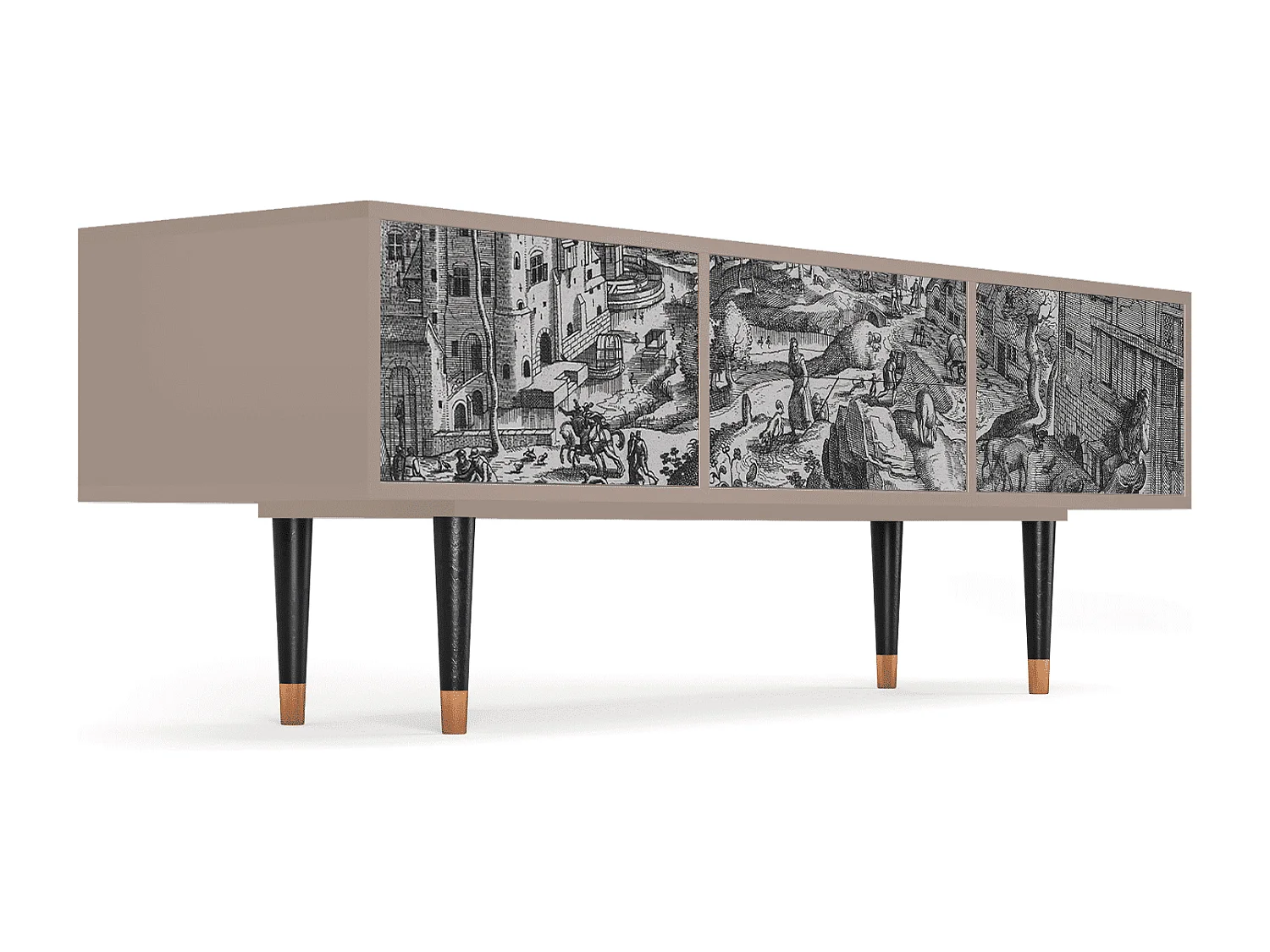 Mueble de TV - 170х59х48 cm - T4 - Bird Dropping, Latte