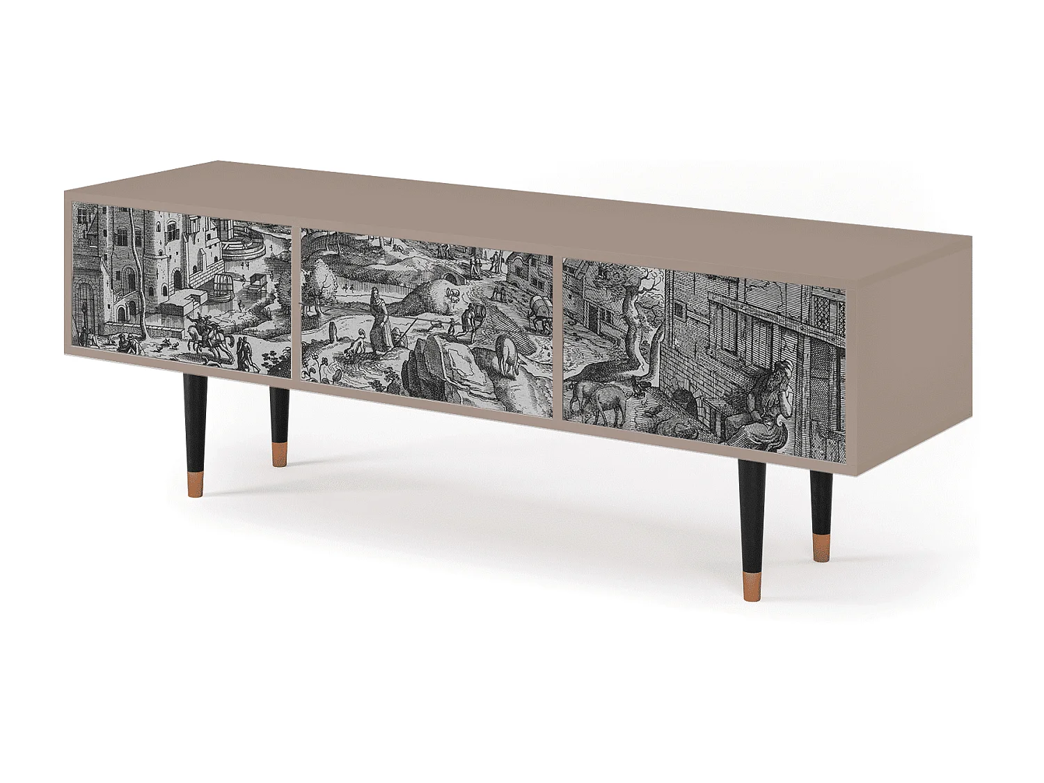 Mueble de TV - 170х59х48 cm - T4 - Bird Dropping, Latte