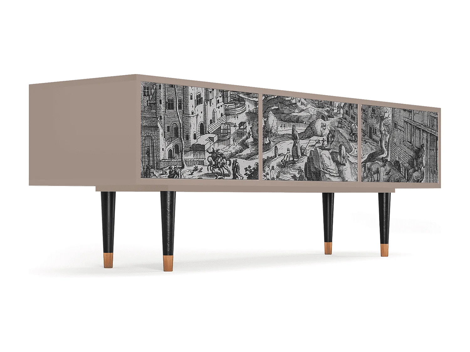 Mueble de TV - 170х59х48 cm - T4 - Bird Dropping, Latte