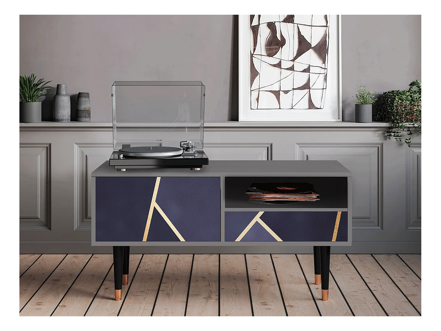 Mobile TV - 115х59х48 cm - T3 - The Amethyst, Grigio