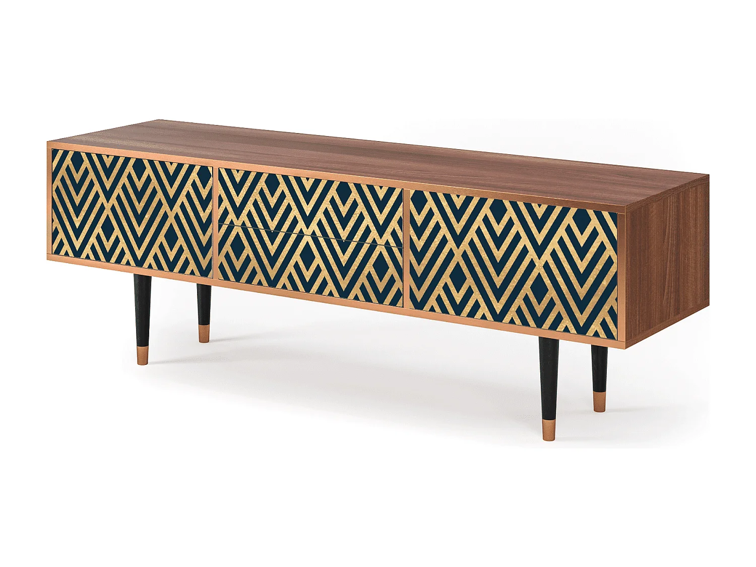 Meuble TV - 170х59х48 cm - T4 - Egypt Triangles, Noyer