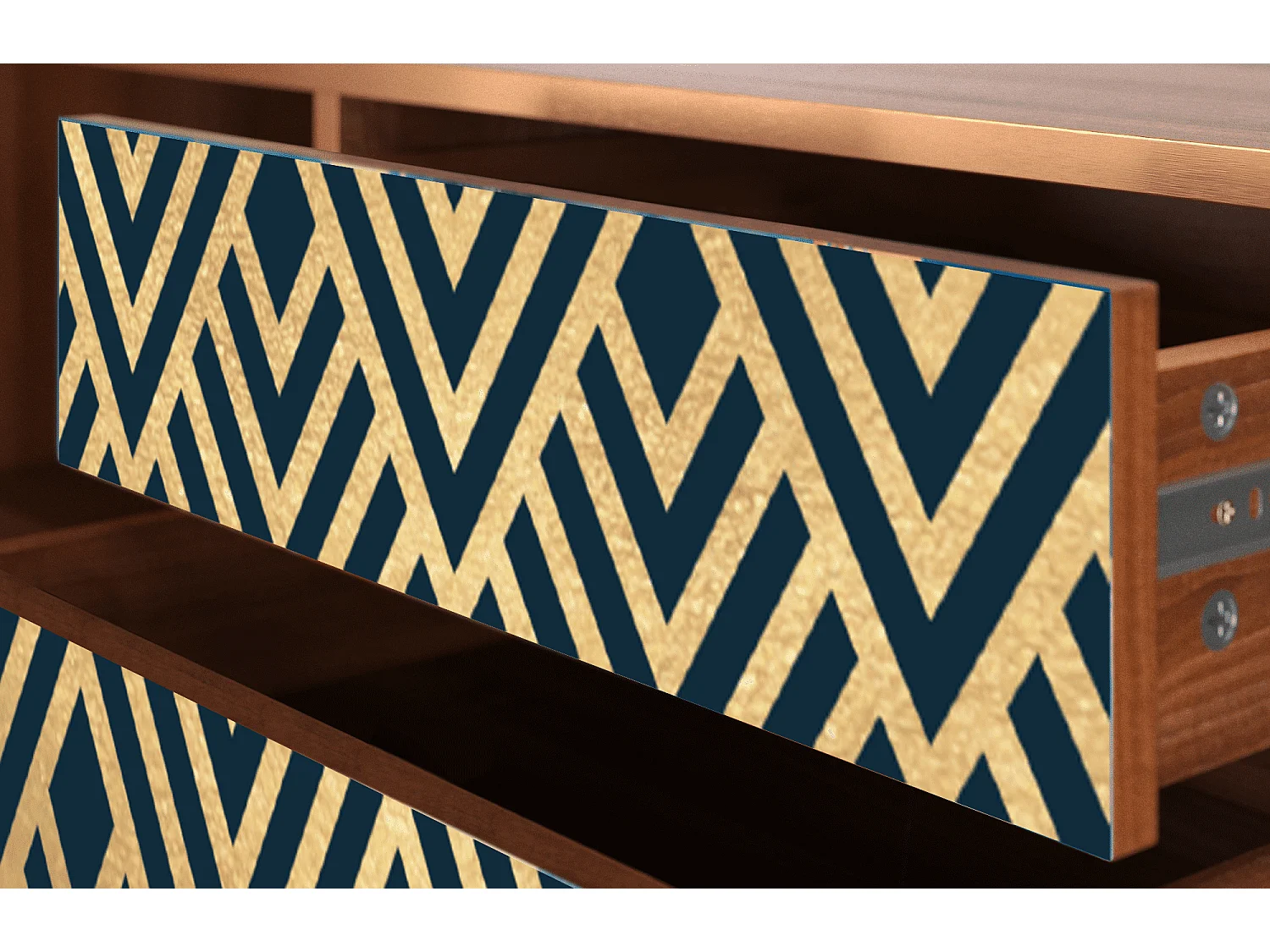 Meuble TV - 170х59х48 cm - T4 - Egypt Triangles, Noyer