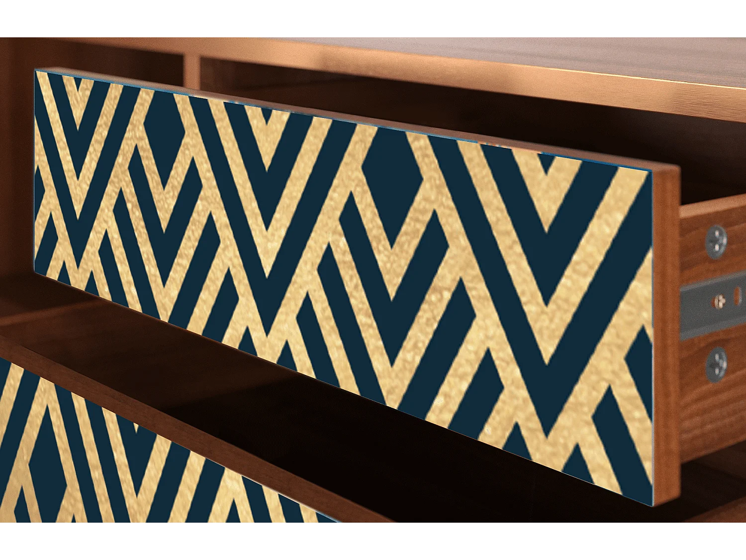 Meuble TV - 170х59х48 cm - T4 - Egypt Triangles, Noyer