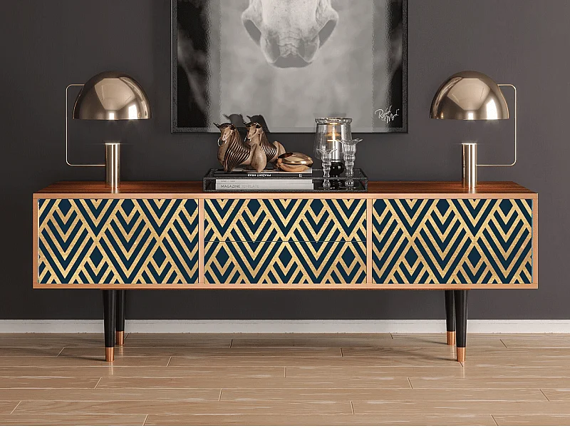 Mueble de TV - 170х59х48 cm - T4 - Egypt Triangles, Nogal