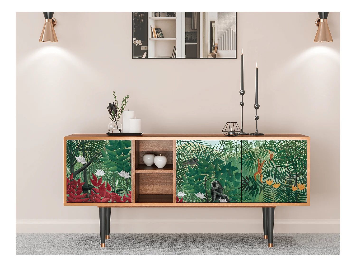Meuble TV - 150х69х41 cm - T5 - Jungles in Paris, Noyer