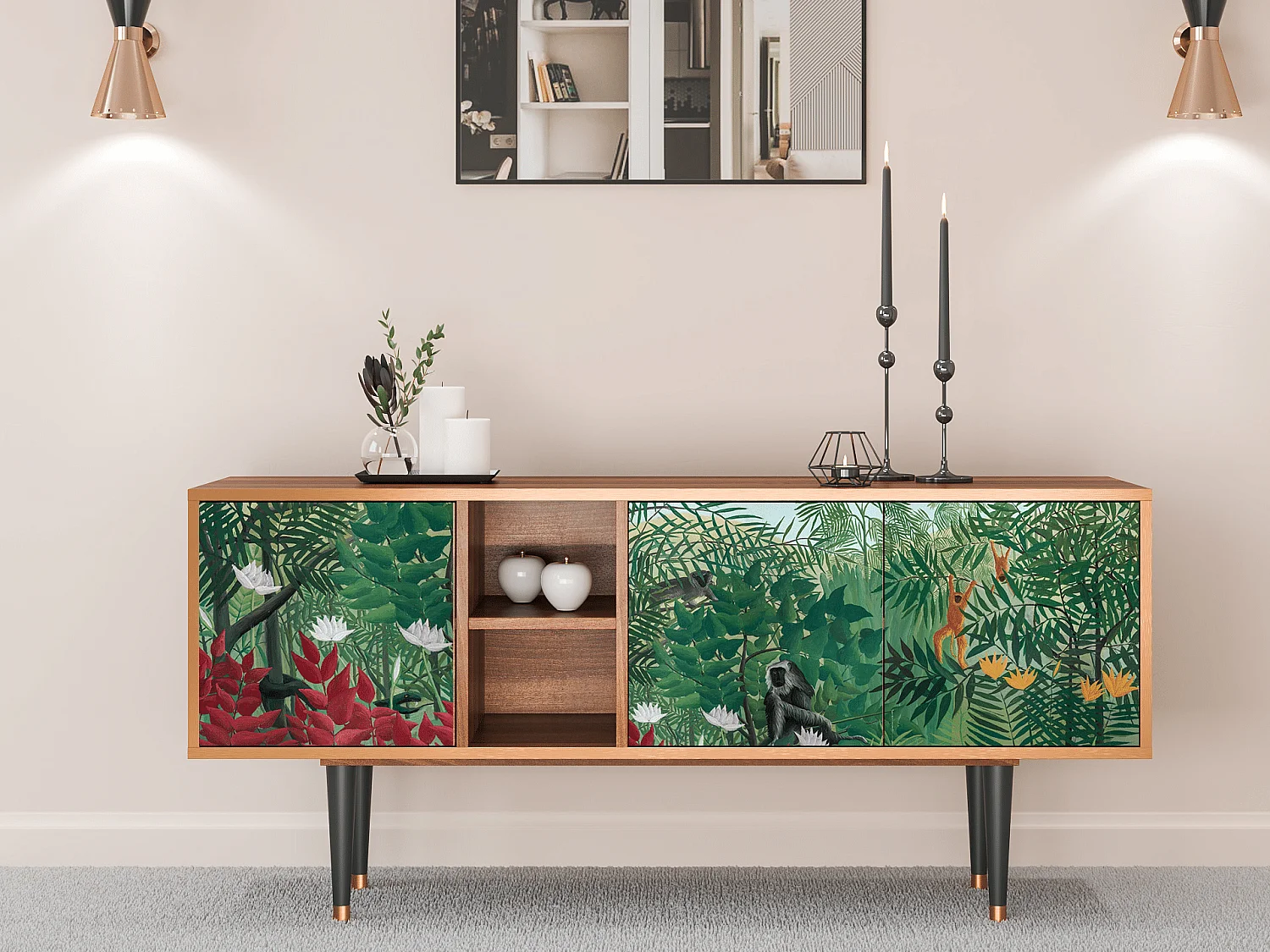 Mueble de TV - 150х69х41 cm - T5 - Jungles in Paris, Nogal