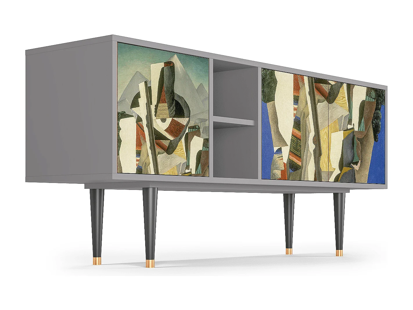 Meuble TV - 150х69х41 cm - T5 - The Cubist Paintings , Gris