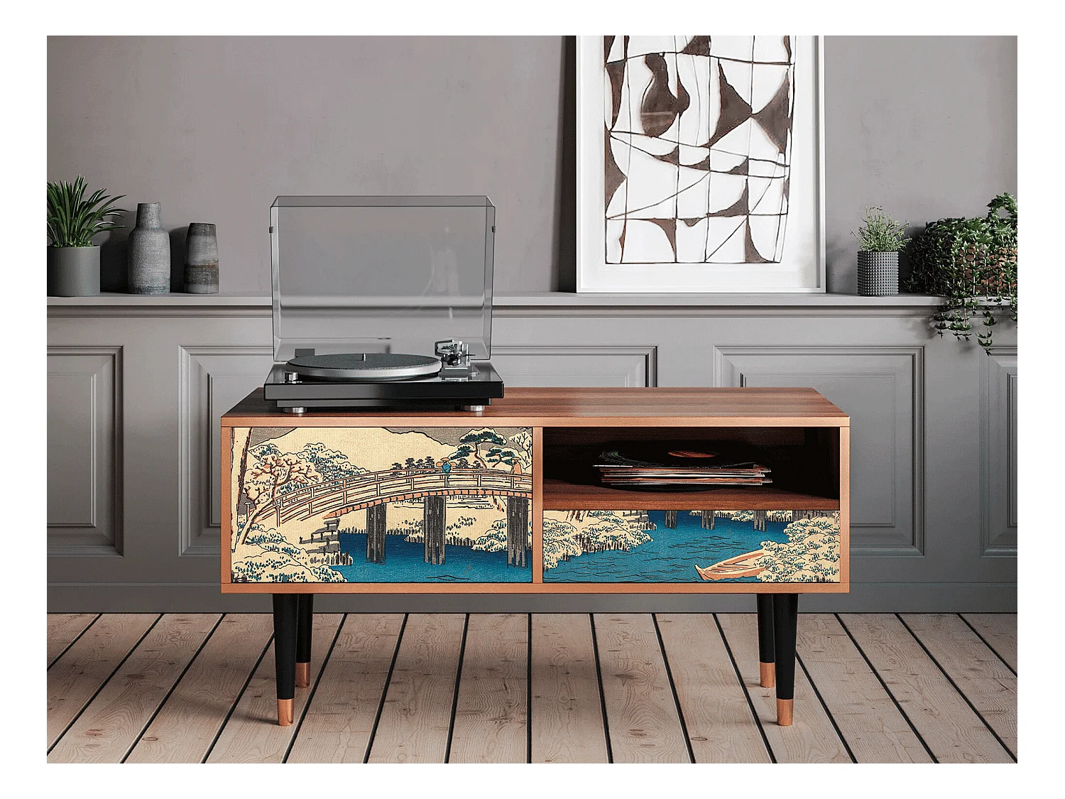Meuble TV - 115х59х48 cm - T3 - Katabira River, Noyer