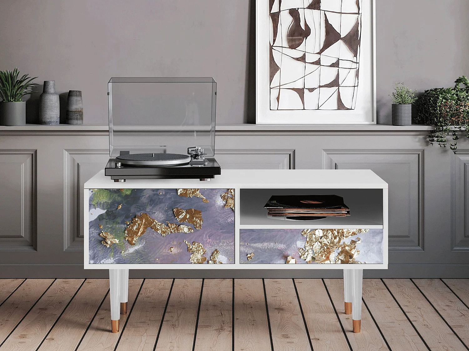 TV-meubel - 115х59х48 cm - T3 - Planet Earth, Wit