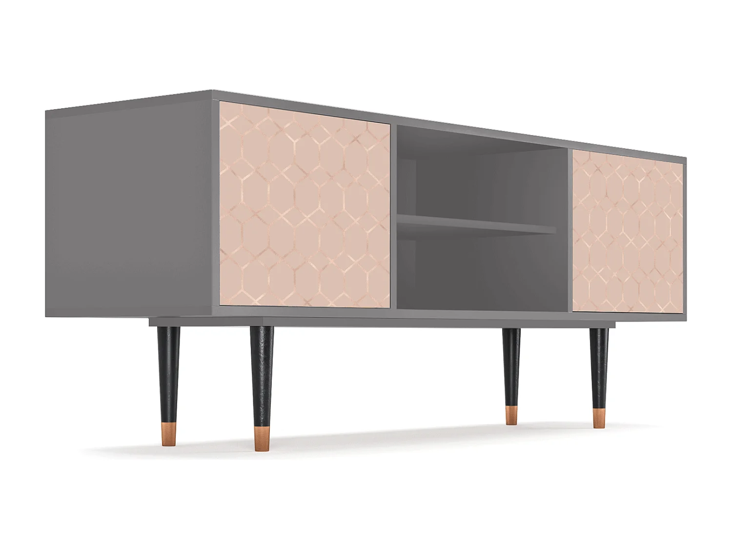 Szafka RTV - 170х69х48 cm - T2 - Rose Honeycomb, Szary