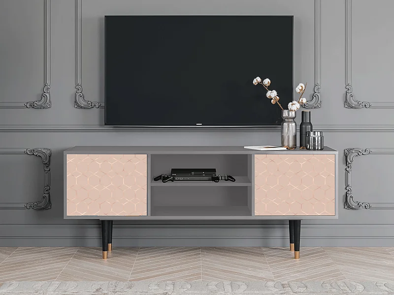 Meuble TV - 170х69х48 cm - T2 - Rose Honeycomb, Gris