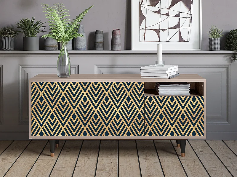 TV-Möbel - 125х56х41 cm - T7 - Egypt Triangles, Latte