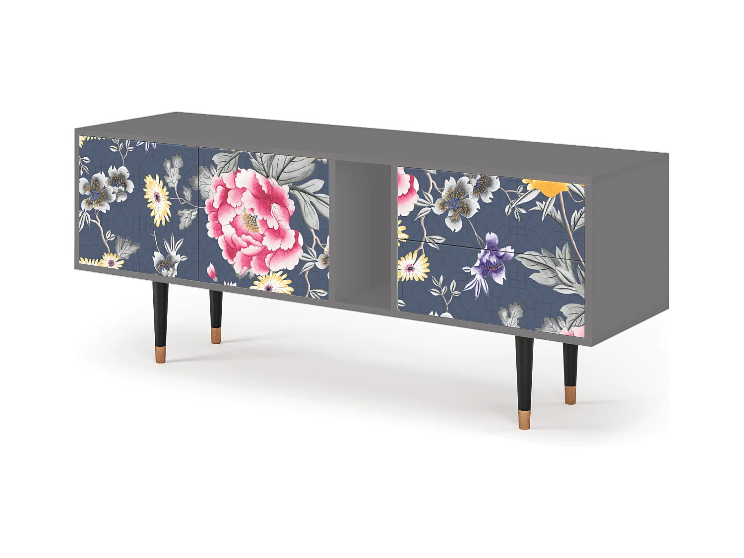 Szafka RTV - 170х69х48 cm - T1 - Dark Flower Bed, Szary