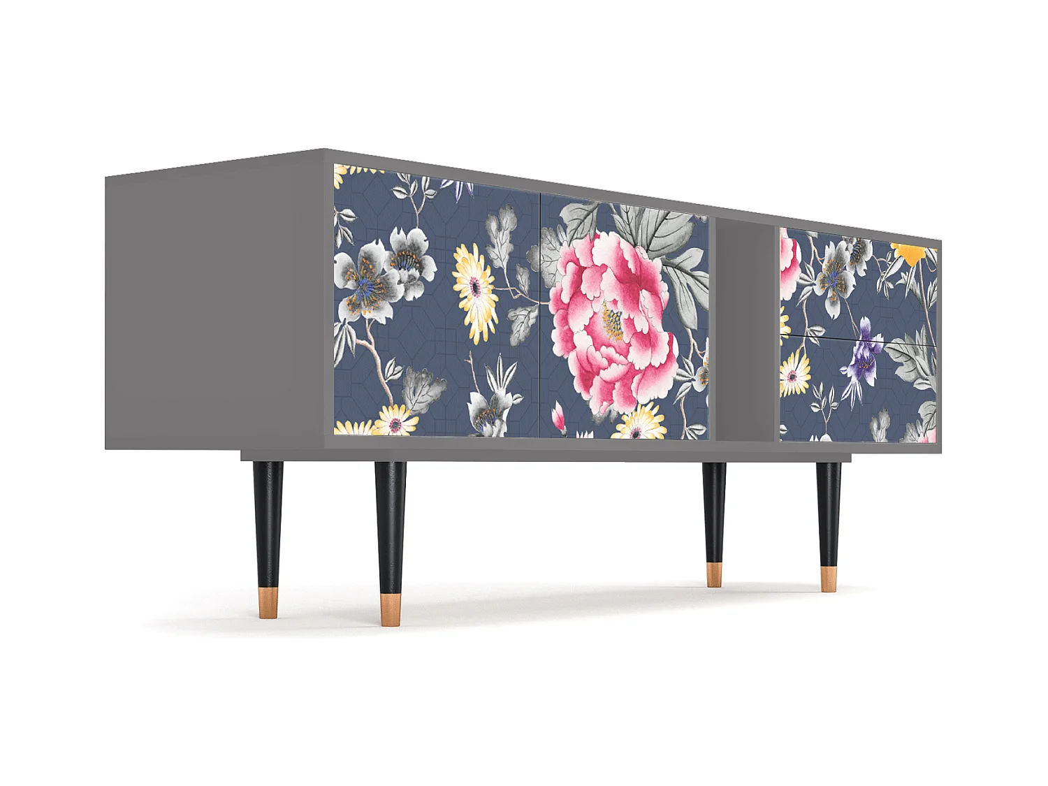 Szafka RTV - 170х69х48 cm - T1 - Dark Flower Bed, Szary